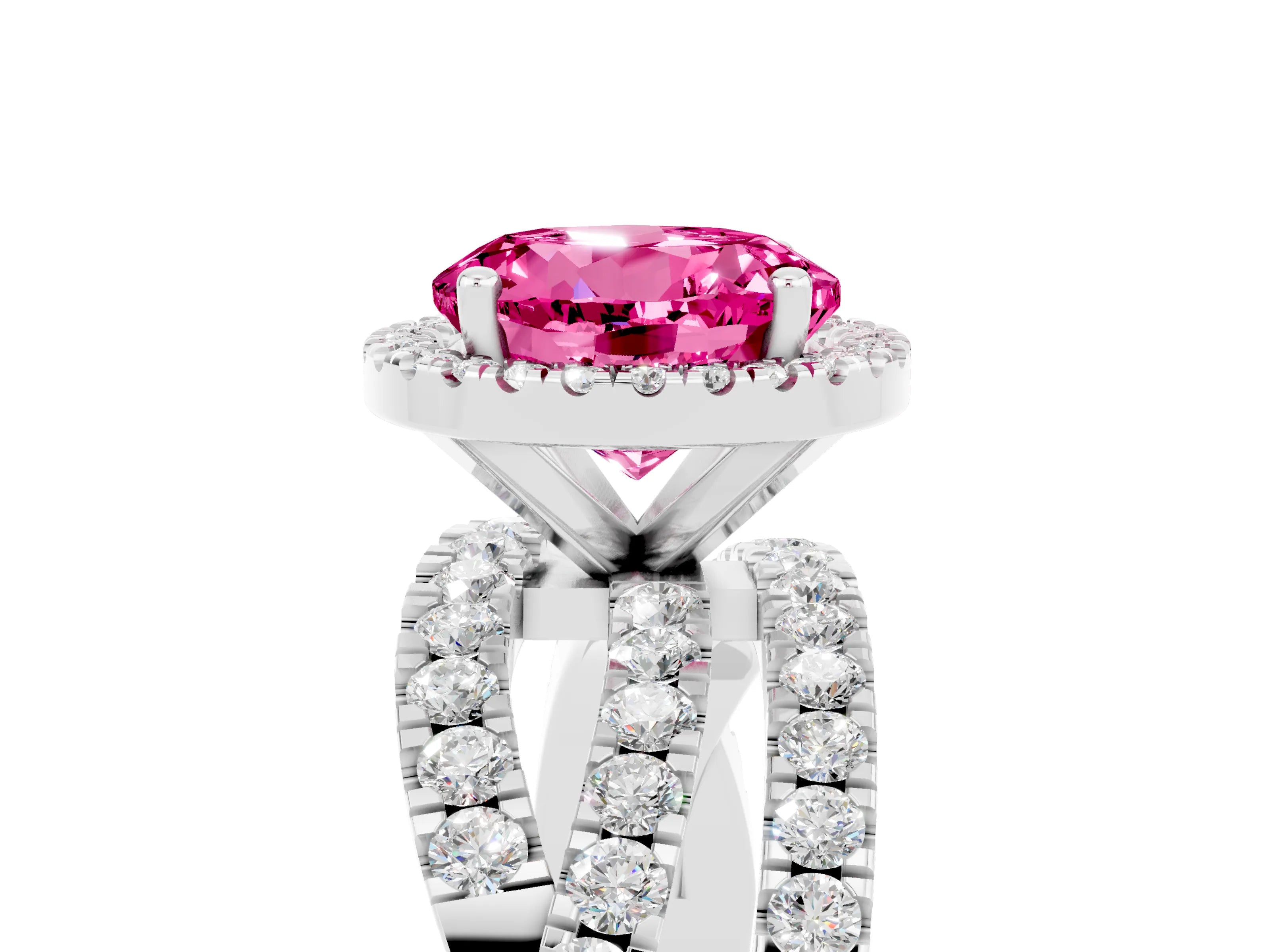 White gold Round Cut Cut Halo Split Shank Prong Setting Ring_17