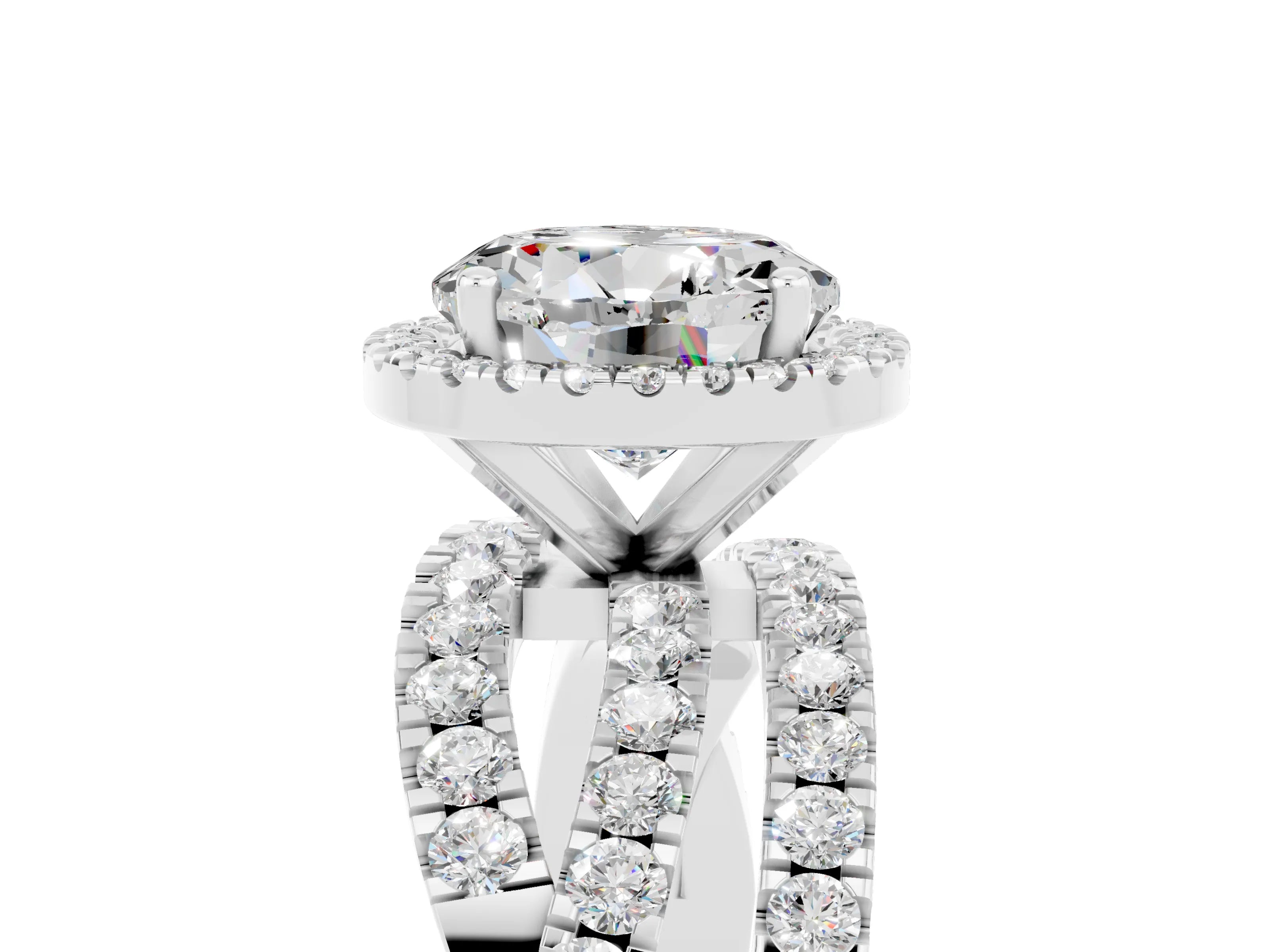 White gold Round Cut Cut Halo Split Shank Prong Setting Ring_17