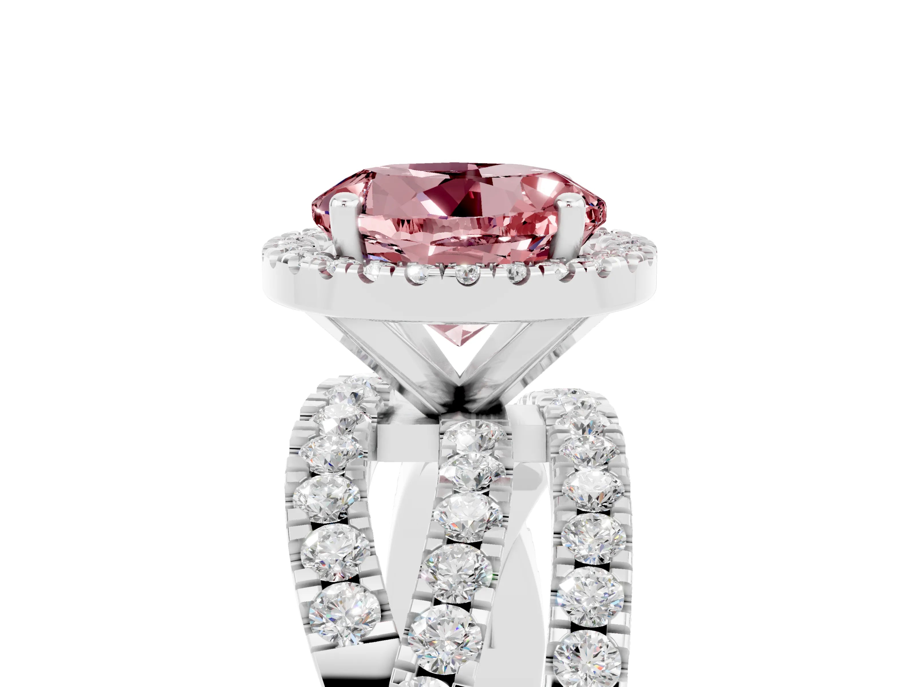 White gold Round Cut Cut Halo Split Shank Prong Setting Ring_17