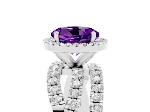 White gold Round Cut Cut Halo Split Shank Prong Setting Ring_17
