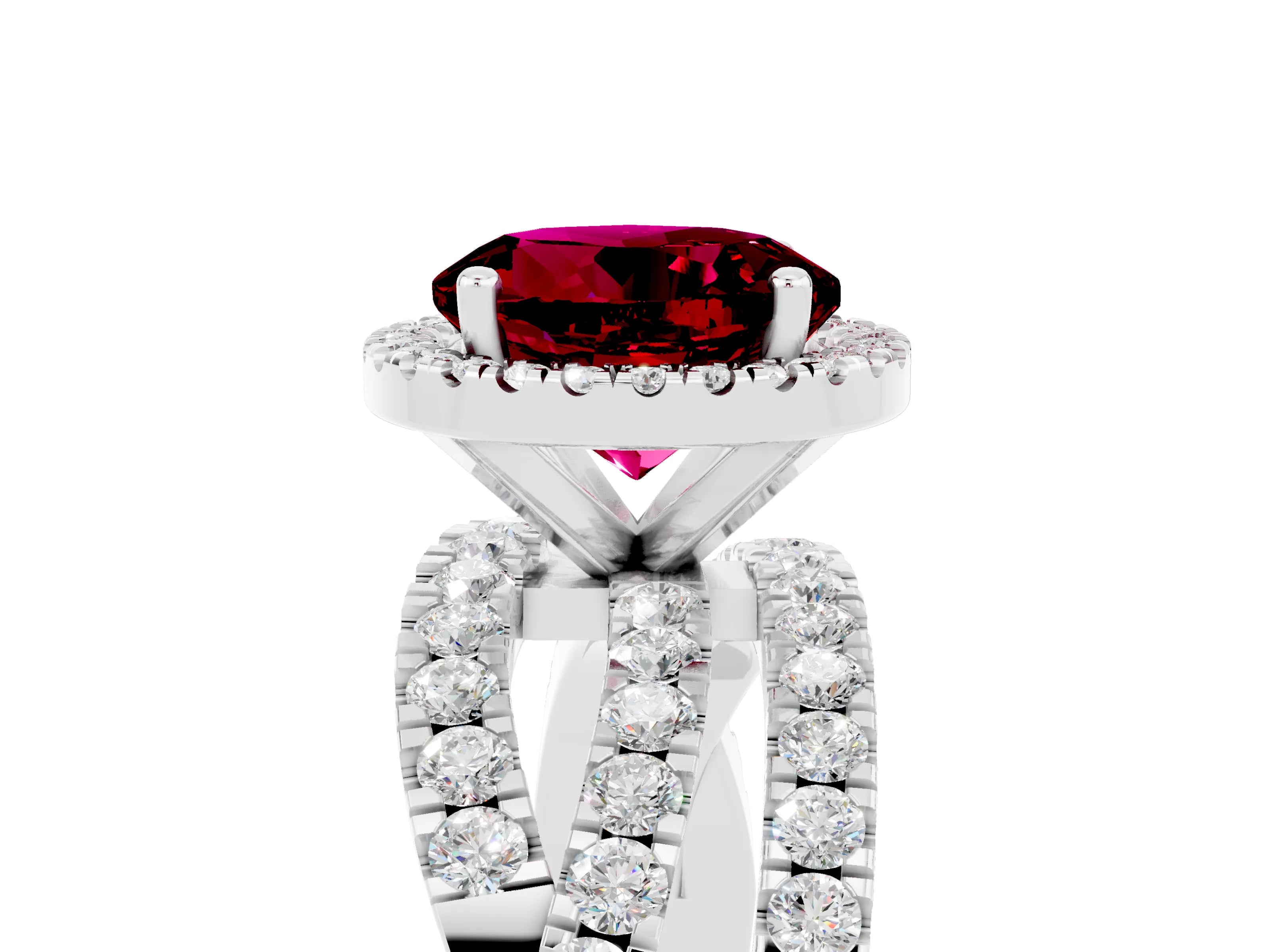 White gold Round Cut Cut Halo Split Shank Prong Setting Ring_17