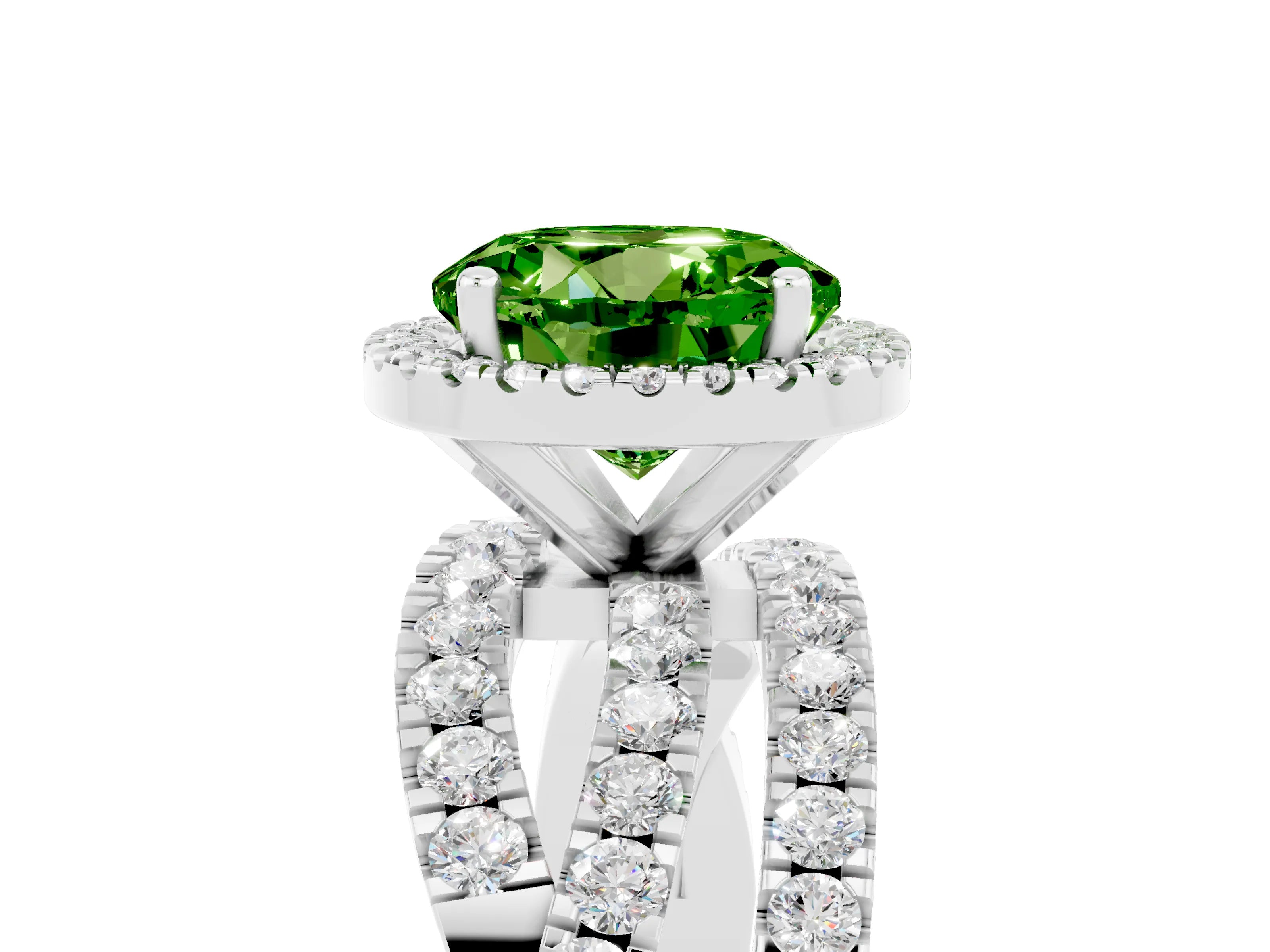 White gold Round Cut Cut Halo Split Shank Prong Setting Ring_17