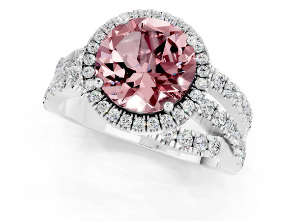 Platinum Round Cut Cut Halo Split Shank Prong Setting Ring