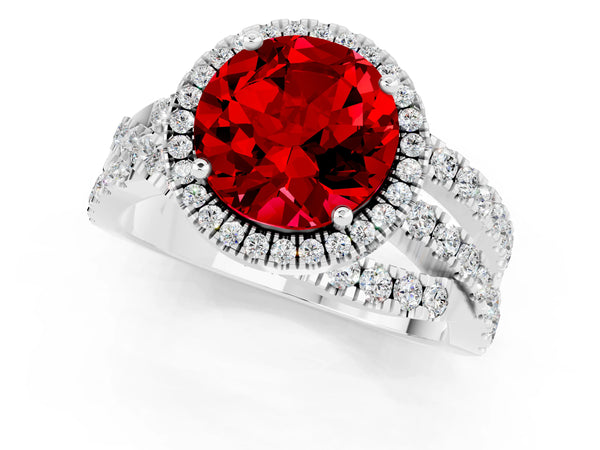 Platinum Round Cut Cut Halo Split Shank Prong Setting Ring