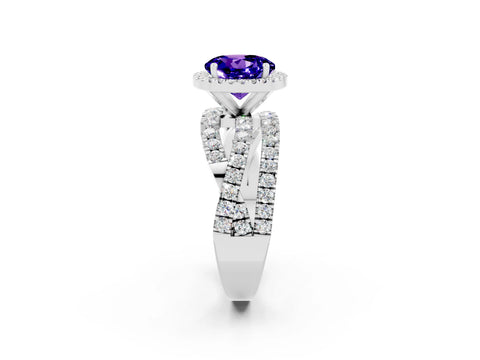 White gold Round Cut Cut Halo Split Shank Prong Setting Ring_2