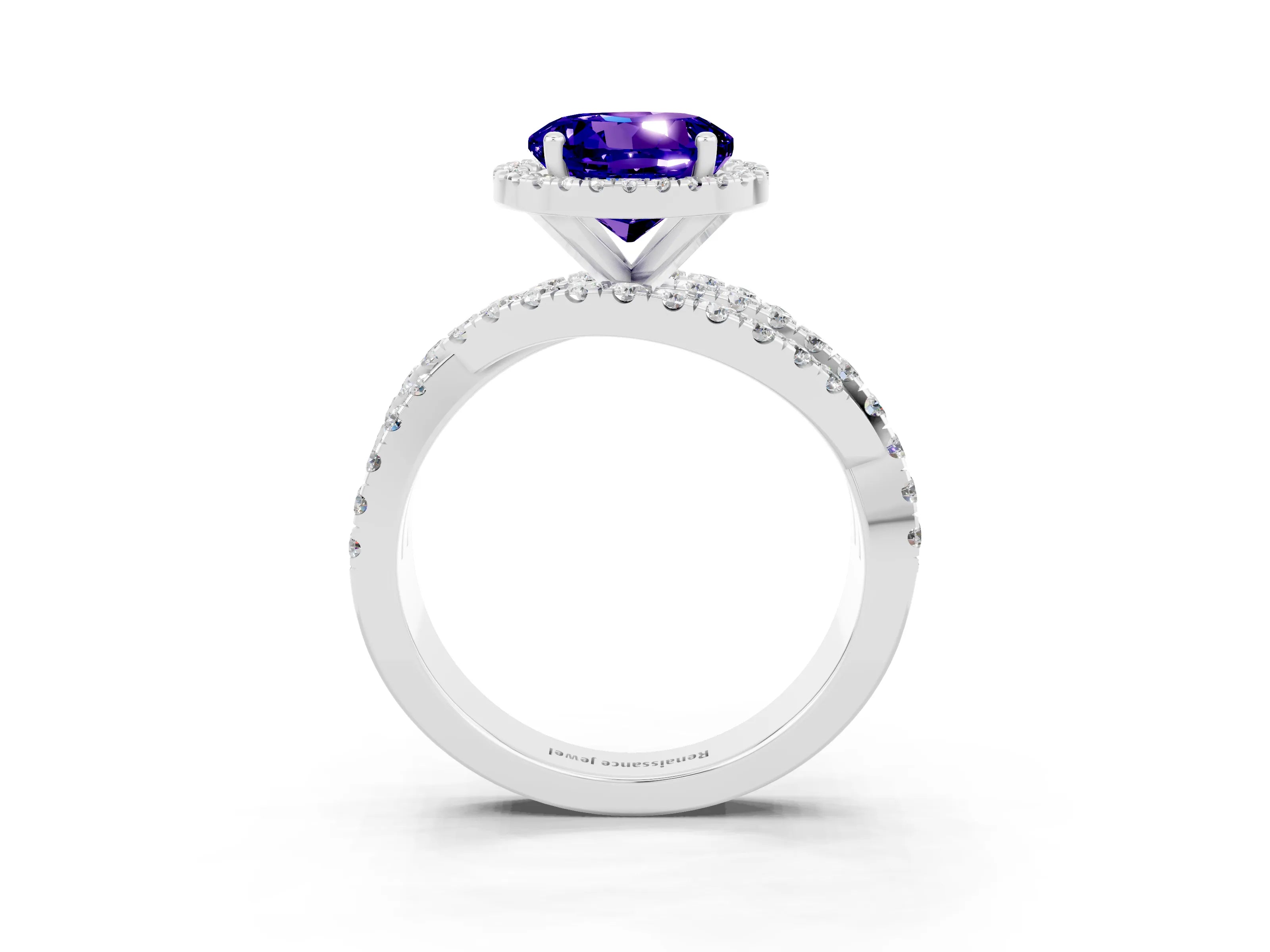 White gold Round Cut Cut Halo Split Shank Prong Setting Ring_3