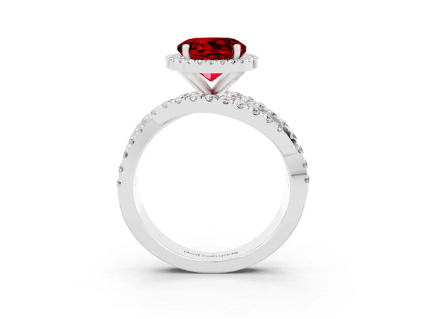 Platinum Round Cut Cut Halo Split Shank Prong Setting Ring