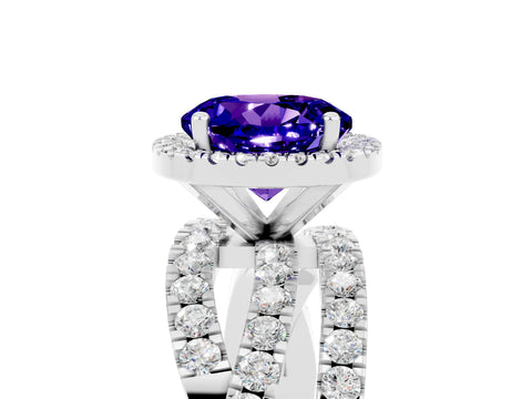 White gold Round Cut Cut Halo Split Shank Prong Setting Ring_5