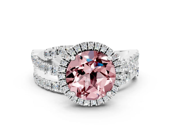 White gold Round Cut Cut Halo Split Shank Prong Setting Ring