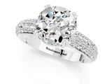White gold Round Cut Cut Pave Diamond Engagement Ring with Channel Set Band and Four-Prong Setting_1