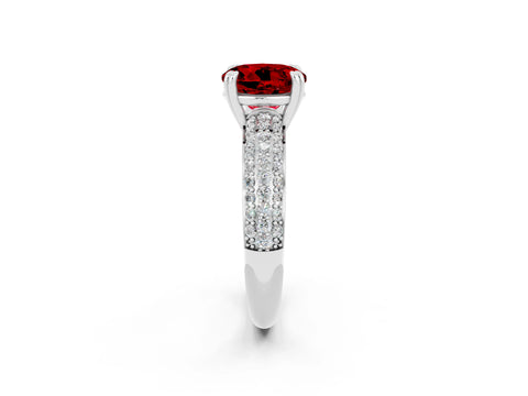 White gold Round Cut Cut Pave Diamond Engagement Ring with Channel Set Band and Four-Prong Setting_2