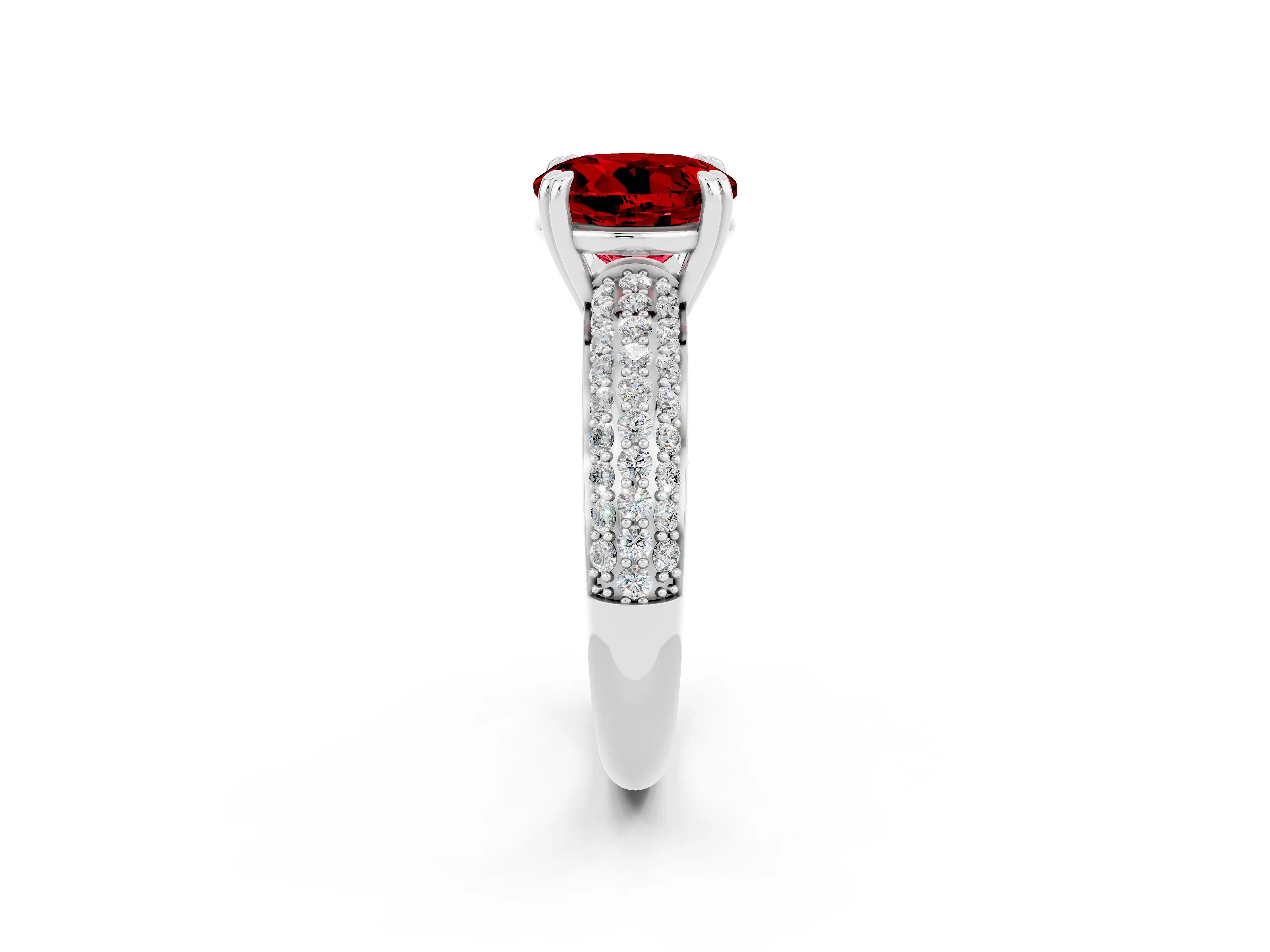 White gold Round Cut Cut Pave Diamond Engagement Ring with Channel Set Band and Four-Prong Setting_2