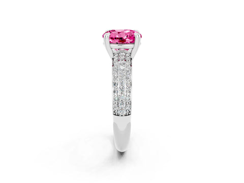 White gold Round Cut Cut Pave Diamond Engagement Ring with Channel Set Band and Four-Prong Setting_2