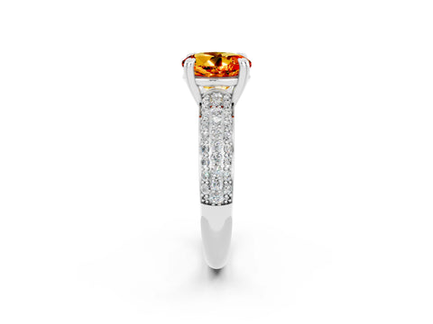 White gold Round Cut Cut Pave Diamond Engagement Ring with Channel Set Band and Four-Prong Setting_2