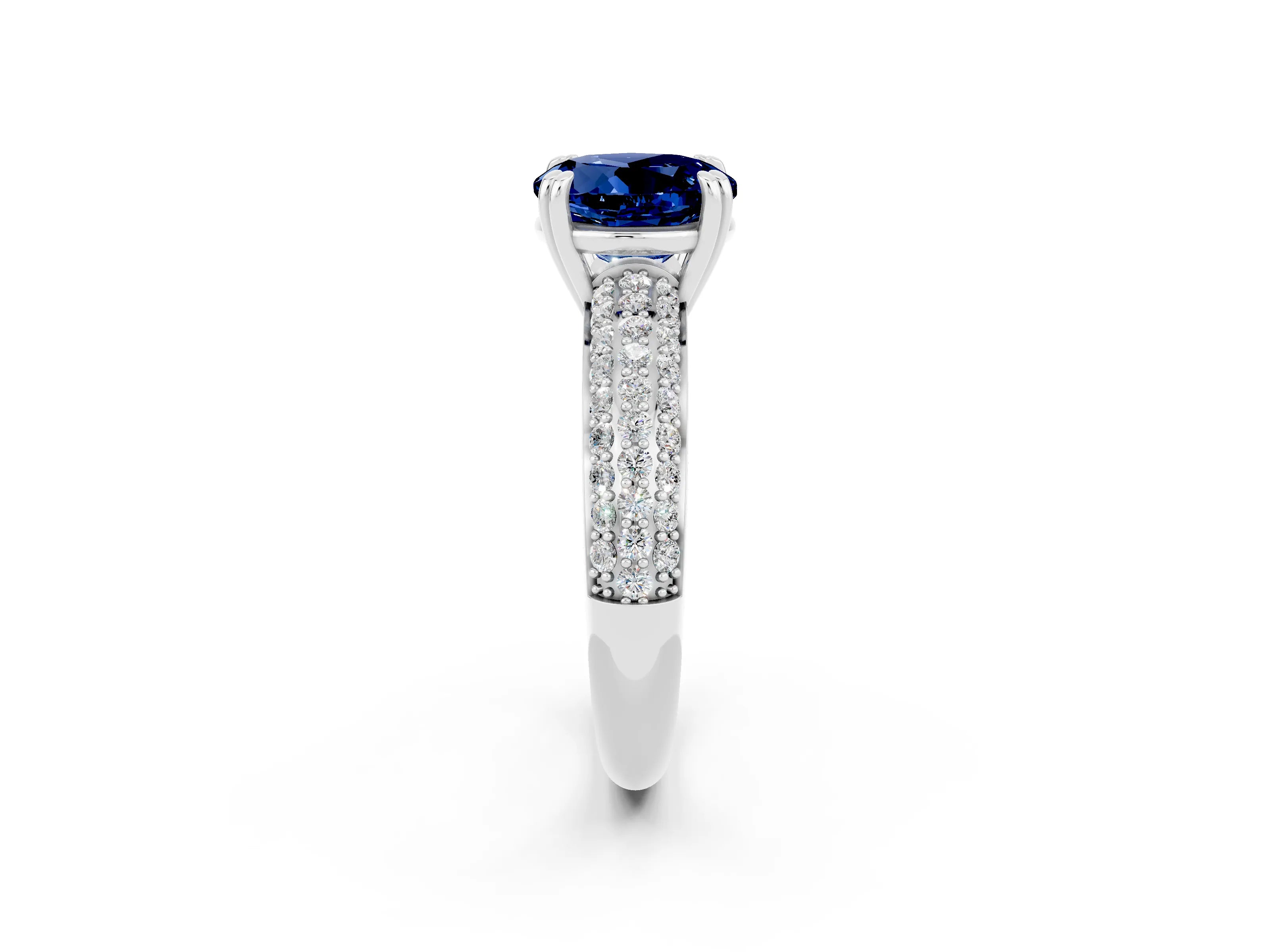 White gold Round Cut Cut Pave Diamond Engagement Ring with Channel Set Band and Four-Prong Setting_2