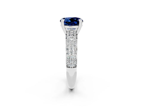 White gold Round Cut Cut Pave Diamond Engagement Ring with Channel Set Band and Four-Prong Setting_2