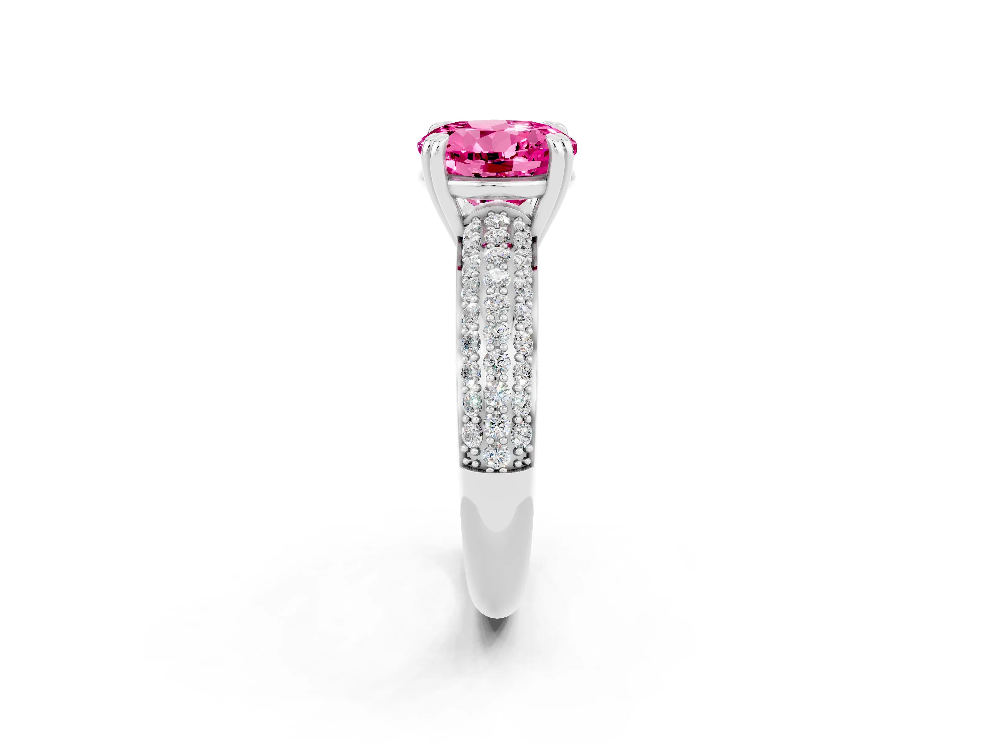 White gold Round Cut Cut Pave Diamond Engagement Ring with Channel Set Band and Four-Prong Setting_2