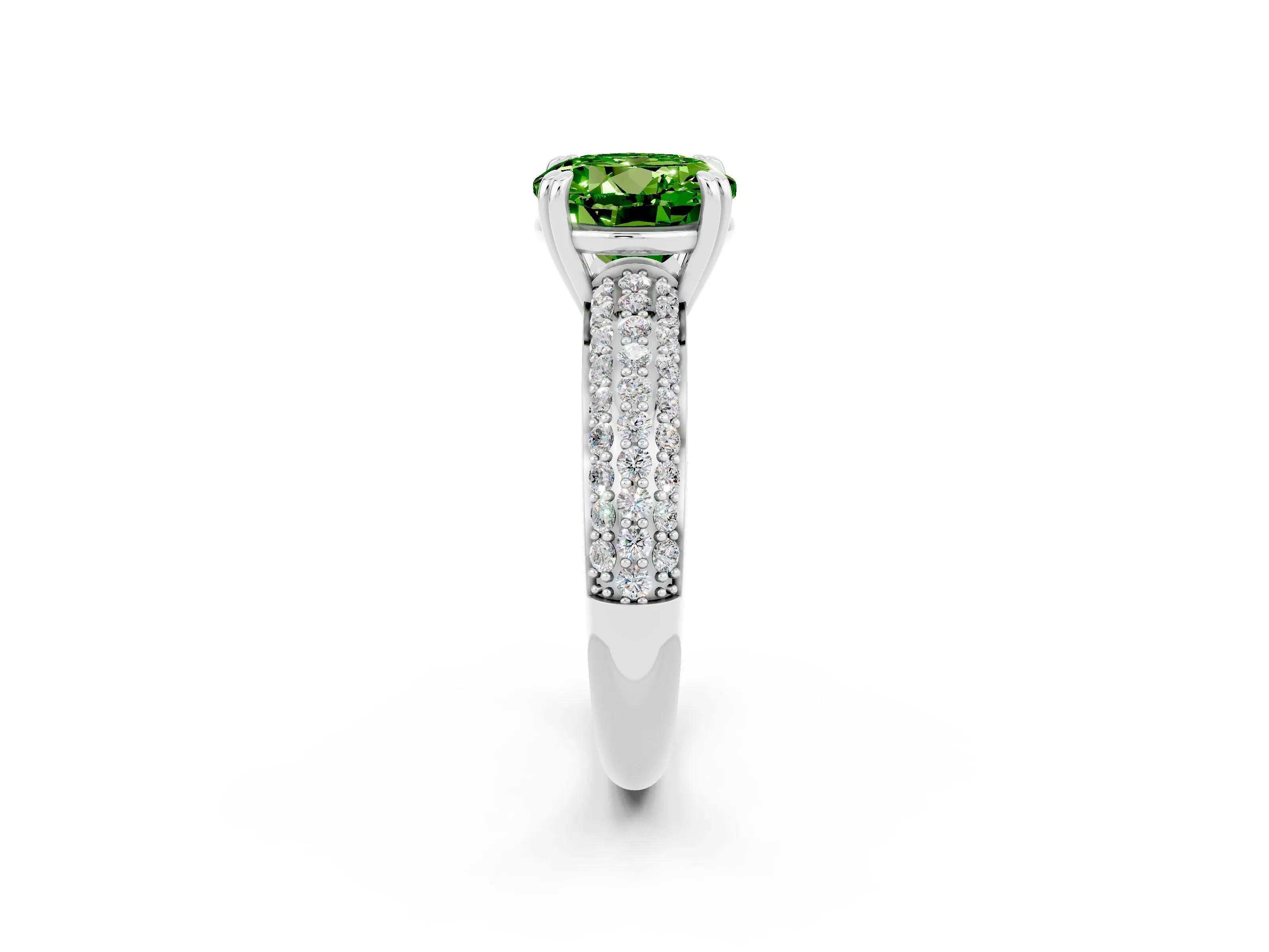 White gold Round Cut Cut Pave Diamond Engagement Ring with Channel Set Band and Four-Prong Setting_2