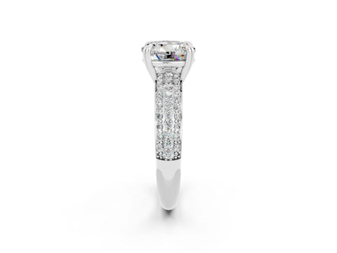 White gold Round Cut Cut Pave Diamond Engagement Ring with Channel Set Band and Four-Prong Setting_2