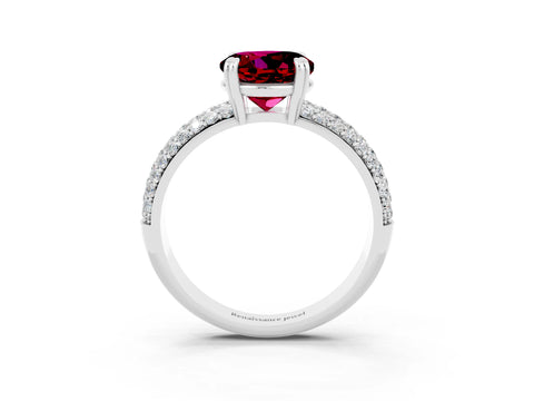 White gold Round Cut Cut Pave Diamond Engagement Ring with Channel Set Band and Four-Prong Setting_3