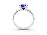 White gold Round Cut Cut Pave Diamond Engagement Ring with Channel Set Band and Four-Prong Setting_3