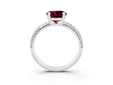 White gold Round Cut Cut Pave Diamond Engagement Ring with Channel Set Band and Four-Prong Setting_3