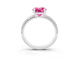 White gold Round Cut Cut Pave Diamond Engagement Ring with Channel Set Band and Four-Prong Setting_3