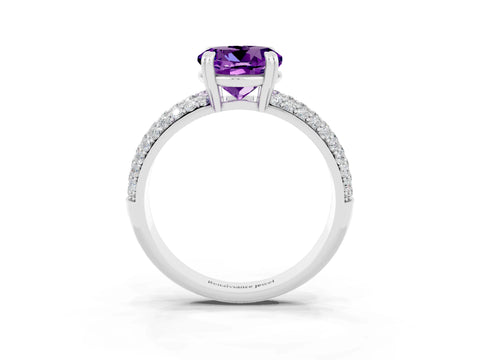 White gold Round Cut Cut Pave Diamond Engagement Ring with Channel Set Band and Four-Prong Setting_3