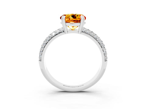 White gold Round Cut Cut Pave Diamond Engagement Ring with Channel Set Band and Four-Prong Setting_3