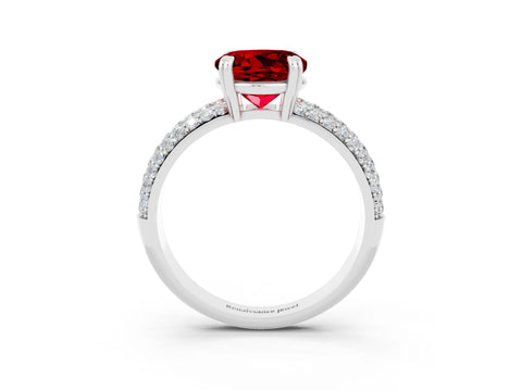 White gold Round Cut Cut Pave Diamond Engagement Ring with Channel Set Band and Four-Prong Setting_3