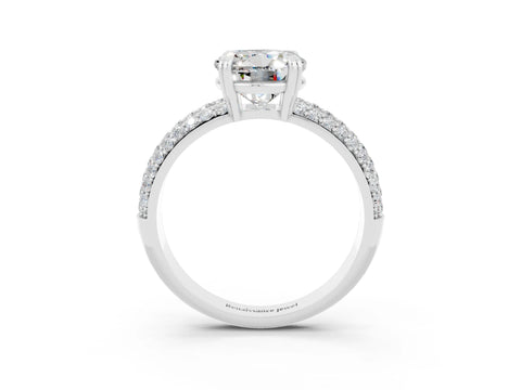 White gold Round Cut Cut Pave Diamond Engagement Ring with Channel Set Band and Four-Prong Setting_3