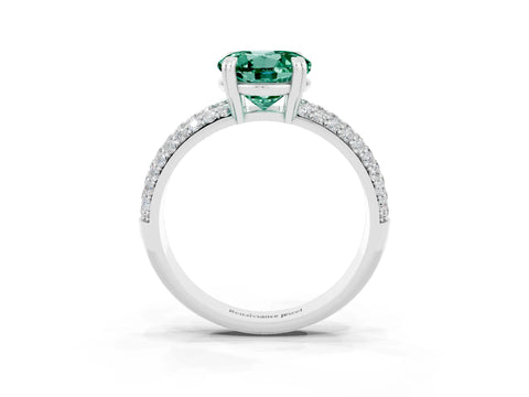 White gold Round Cut Cut Pave Diamond Engagement Ring with Channel Set Band and Four-Prong Setting_3