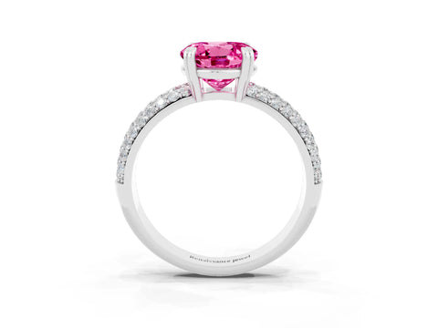 White gold Round Cut Cut Pave Diamond Engagement Ring with Channel Set Band and Four-Prong Setting_3