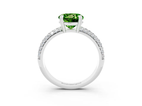 White gold Round Cut Cut Pave Diamond Engagement Ring with Channel Set Band and Four-Prong Setting_3