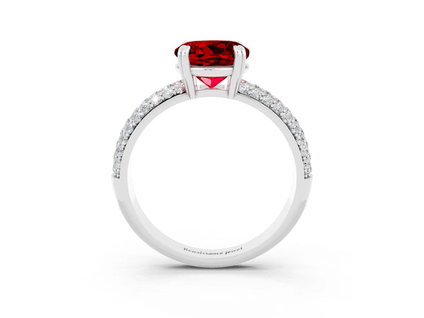 Platinum Round Cut Cut Pave Diamond Engagement Ring with Channel Set Band and Four-Prong Setting