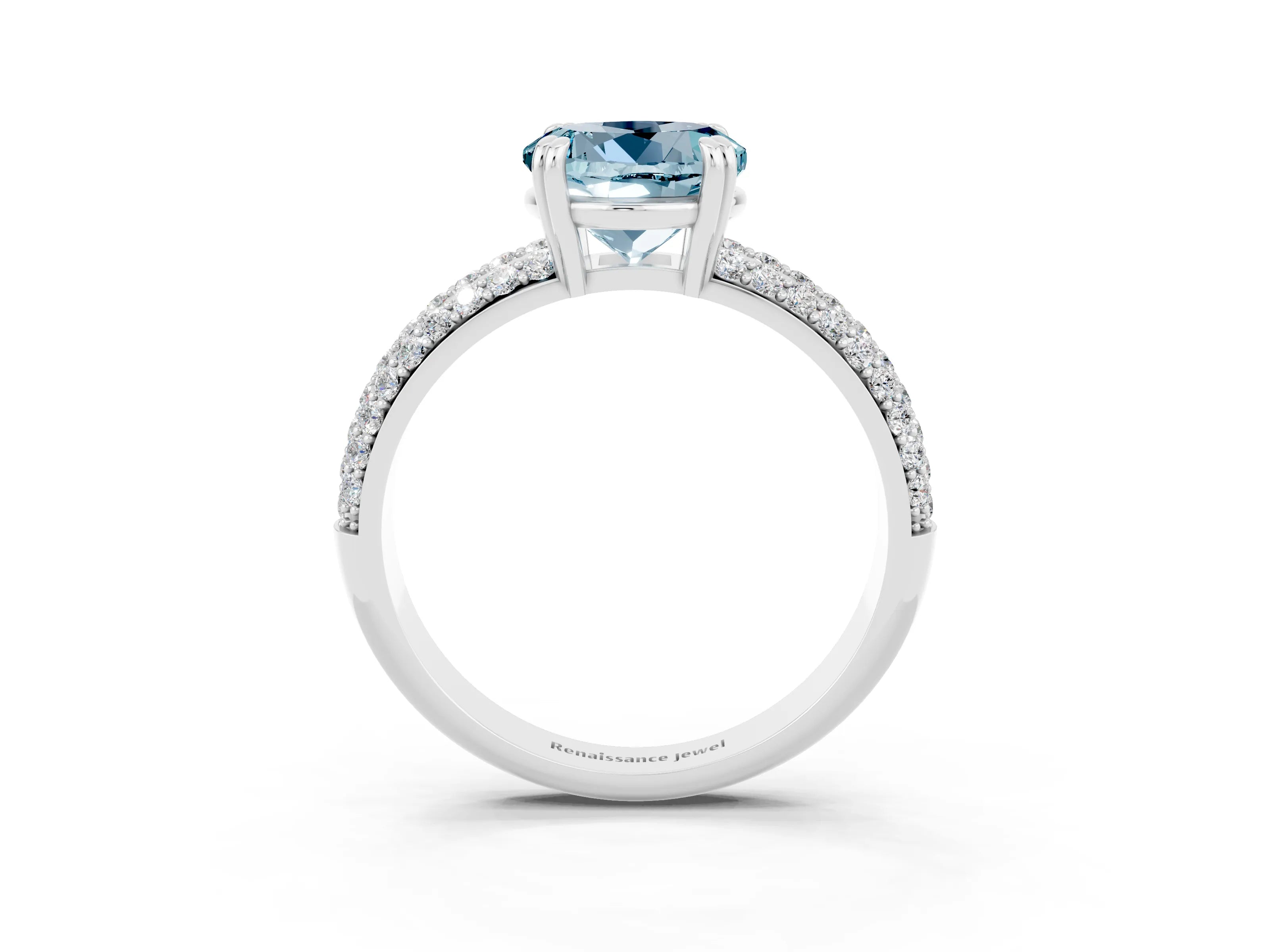 White gold Round Cut Cut Pave Diamond Engagement Ring with Channel Set Band and Four-Prong Setting_3