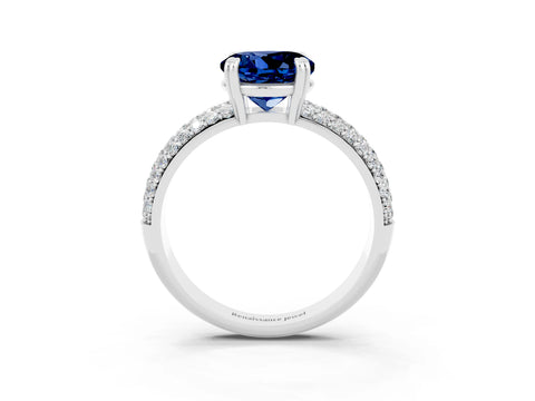 White gold Round Cut Cut Pave Diamond Engagement Ring with Channel Set Band and Four-Prong Setting_3