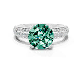 White gold Round Cut Cut Pave Diamond Engagement Ring with Channel Set Band and Four-Prong Setting