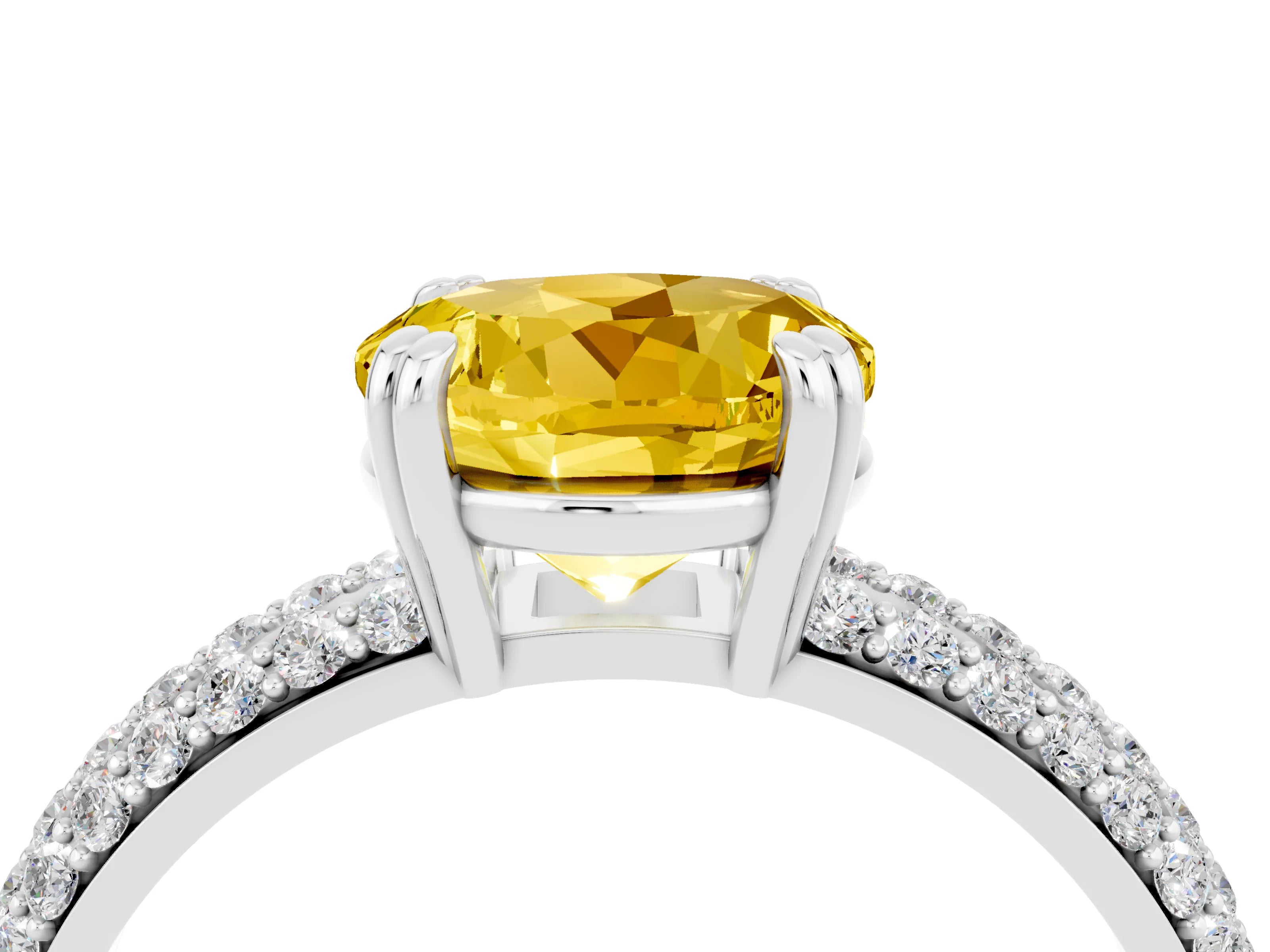 White gold Round Cut Cut Pave Diamond Engagement Ring with Channel Set Band and Four-Prong Setting_4