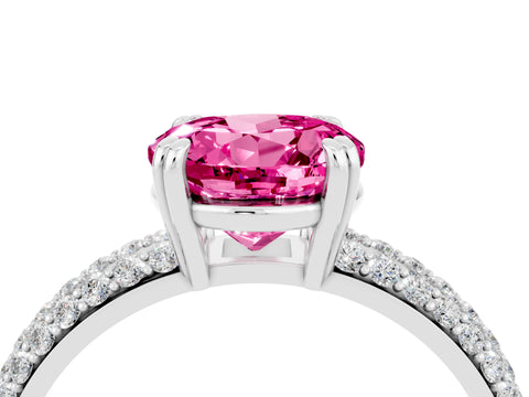 White gold Round Cut Cut Pave Diamond Engagement Ring with Channel Set Band and Four-Prong Setting_4