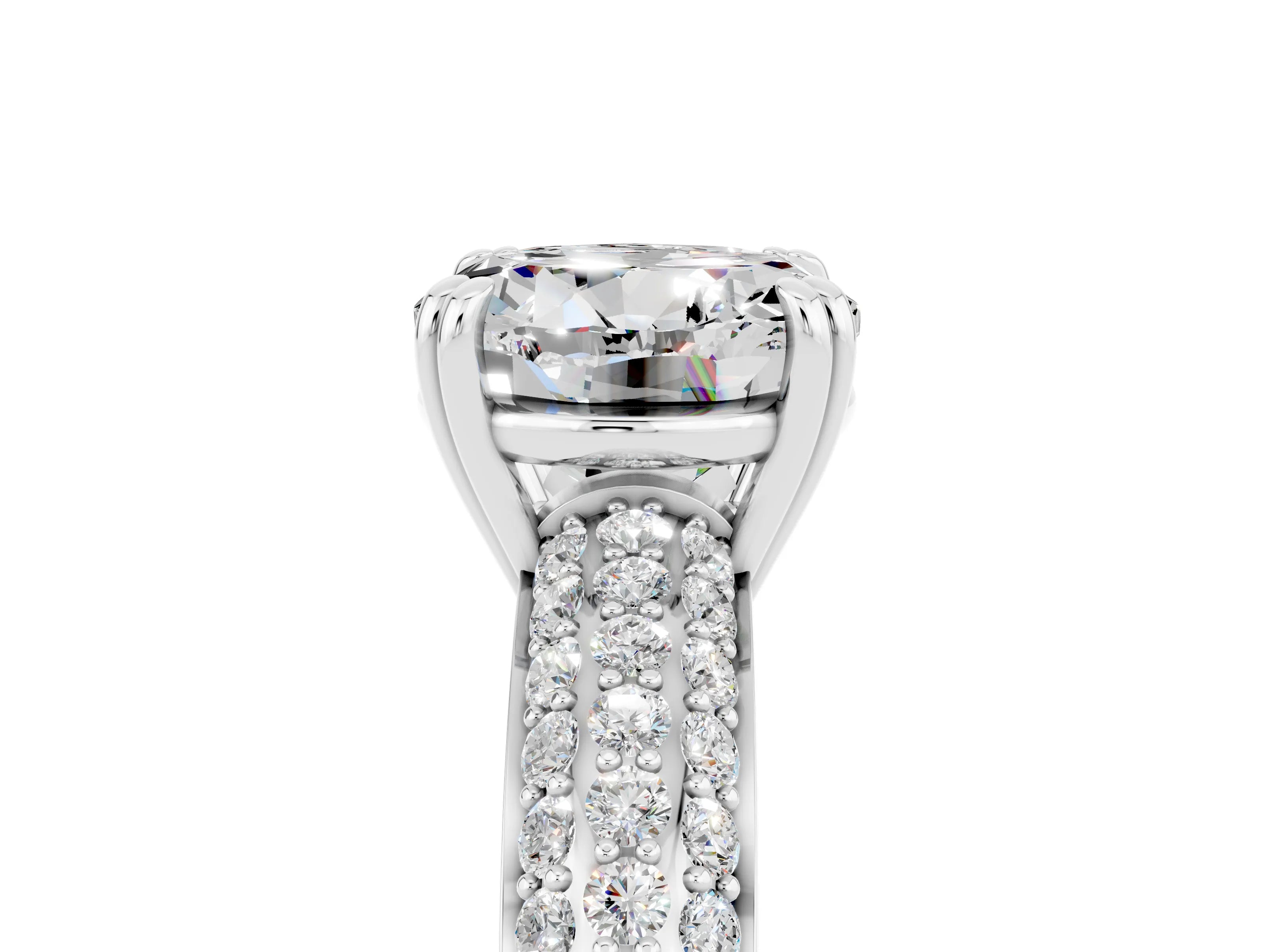 White gold Round Cut Cut Pave Diamond Engagement Ring with Channel Set Band and Four-Prong Setting_5
