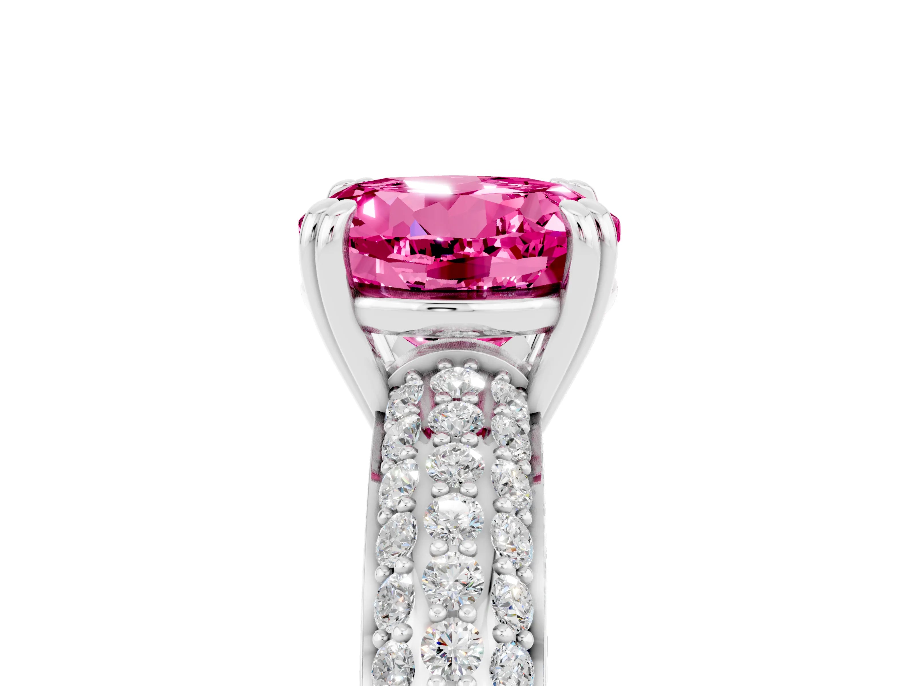 White gold Round Cut Cut Pave Diamond Engagement Ring with Channel Set Band and Four-Prong Setting_5