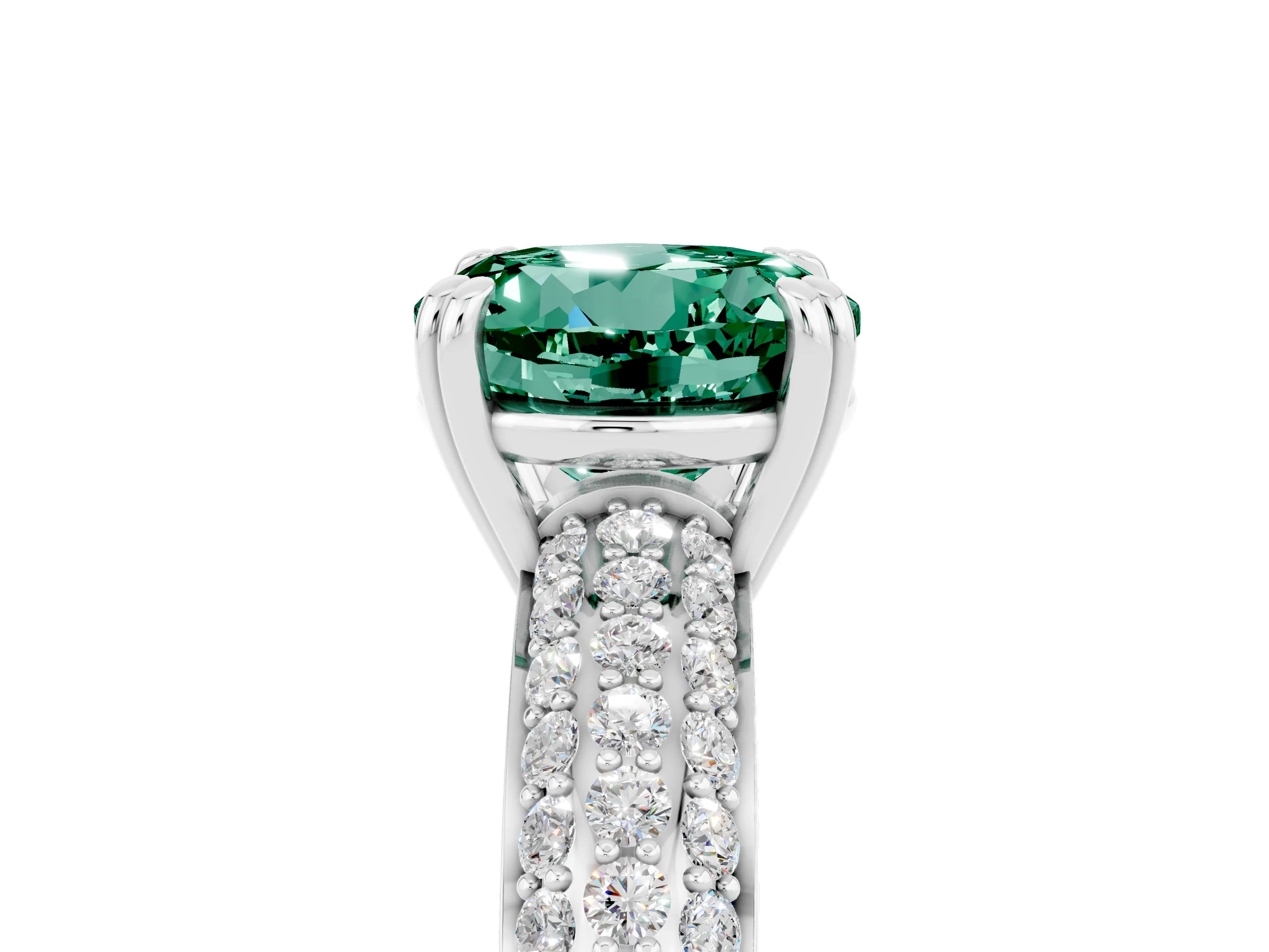 White gold Round Cut Cut Pave Diamond Engagement Ring with Channel Set Band and Four-Prong Setting_5