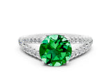 White gold Round Cut Cut Split Shank Pave Diamond Engagement Ring with Four-Prong Setting