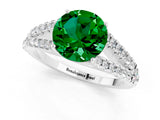 White gold Round Cut Cut Split Shank Pave Diamond Engagement Ring with Four-Prong Setting_1