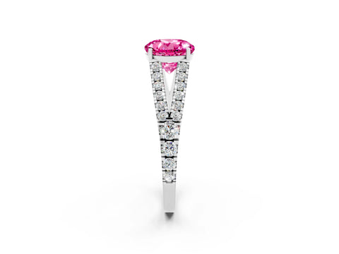 White gold Round Cut Cut Split Shank Pave Diamond Engagement Ring with Four-Prong Setting_2