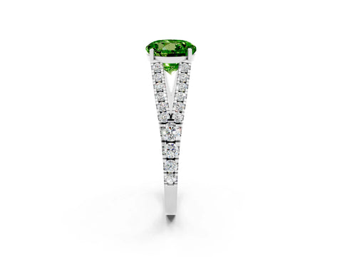 White gold Round Cut Cut Split Shank Pave Diamond Engagement Ring with Four-Prong Setting_2