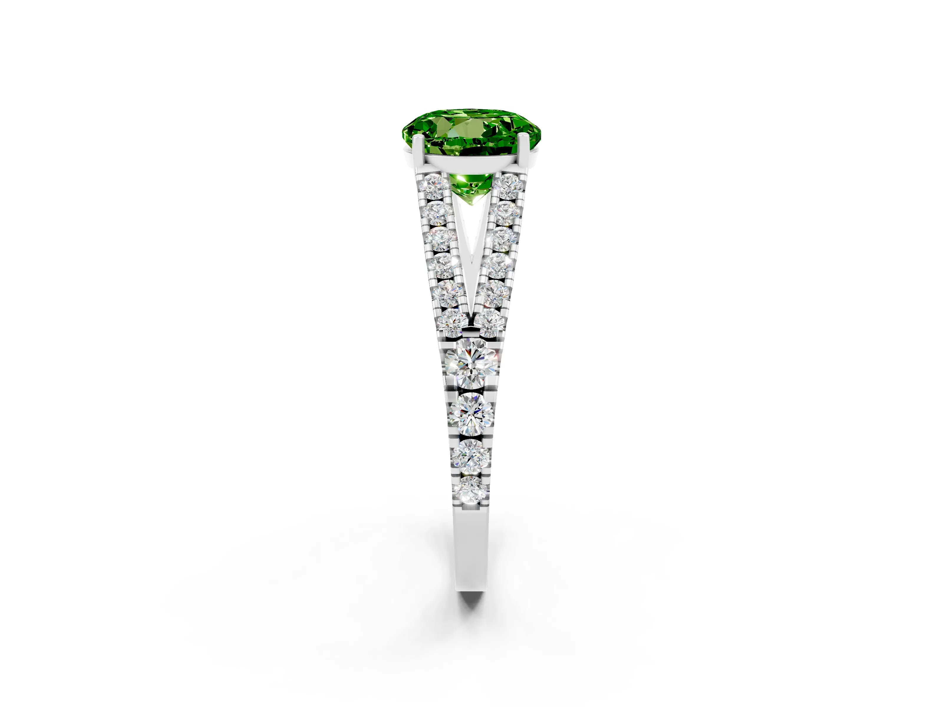 White gold Round Cut Cut Split Shank Pave Diamond Engagement Ring with Four-Prong Setting_2