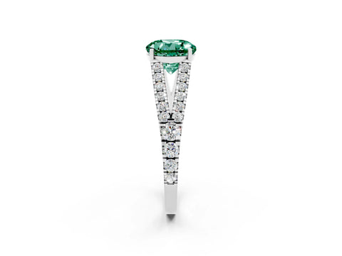White gold Round Cut Cut Split Shank Pave Diamond Engagement Ring with Four-Prong Setting_2