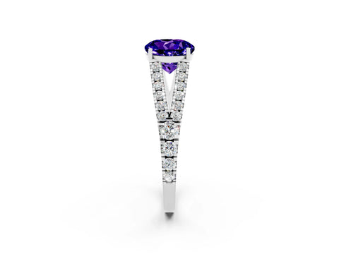 White gold Round Cut Cut Split Shank Pave Diamond Engagement Ring with Four-Prong Setting_2